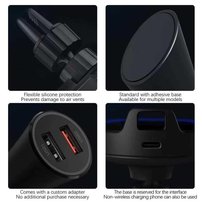 شارژر وایرلس خودرو شیائومی W03ZM نصب شده روی داشبورد