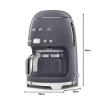 قهوه ساز فیلتردار اسمگ مدل SMEG DCF02RD با ظرفیت 10 فنجان و بدنه استیل و پلاستیک