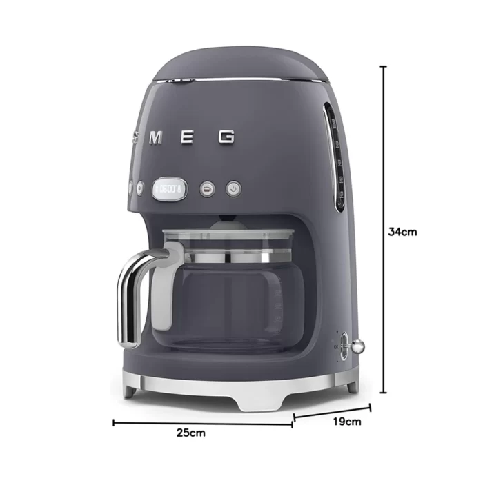 قهوه ساز فیلتردار اسمگ مدل SMEG DCF02RD با ظرفیت 10 فنجان و بدنه استیل و پلاستیک