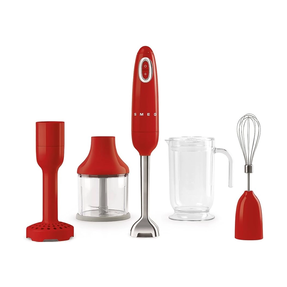 Smeg Hand Blender 50's Retro Style Aesthetic Redmirobot گوشتکوب برقی اسمگ HBF22RD با تیغه استیل ضدزنگ و طراحی ارگونومیک قرمز