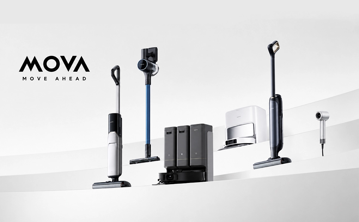 تصویر جارو رباتیک هوشمند MOVA V70 Ultra Complete با سیستم تی‌کشی کشویی و طراحی مخصوص تمیز کردن گوشه‌ها در خانه‌های مدرن هوشمند