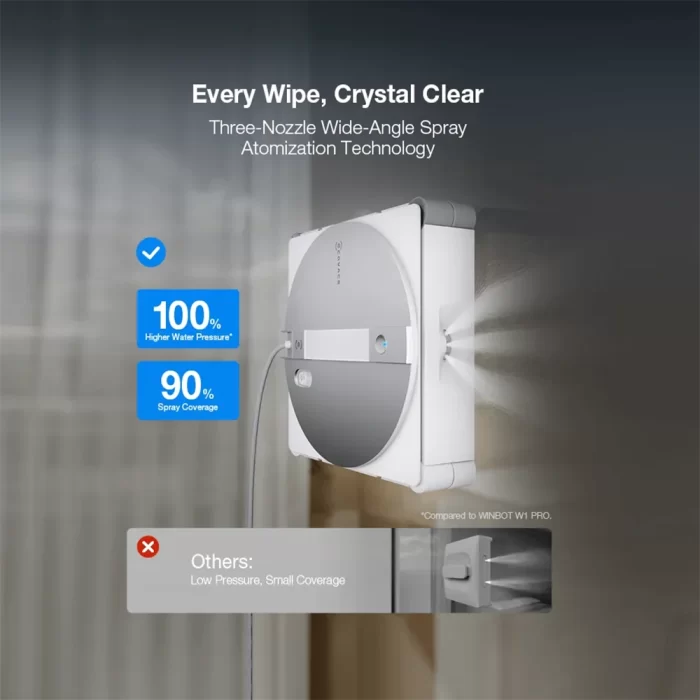 عملکرد ربات شیشه‌شوی WINBOT W3 OMNI در ارتفاع با تمرکز بر کابل ترکیبی ایمنی ۱۰۰ کیلوگرمی و ایستگاه سنگین در می روبوت