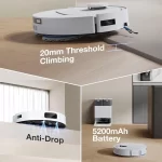 برس ضد گره مو و ظرفیت باتری ۵۲۰۰ میلی آکپر ساعت ZeroTangle 3.0 در جارو رباتیک ECOVACS T30C